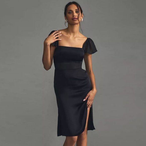 Anthropologie Dresses & Skirts - NWT Anthropologie Flutter-Sleeve Satin Sheath Dress
